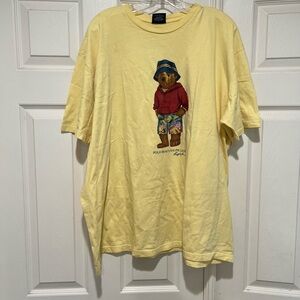Vintage Men's Size XXL Polo Ralph Lauren Yellow Cotton Beach Bear T-Shirt